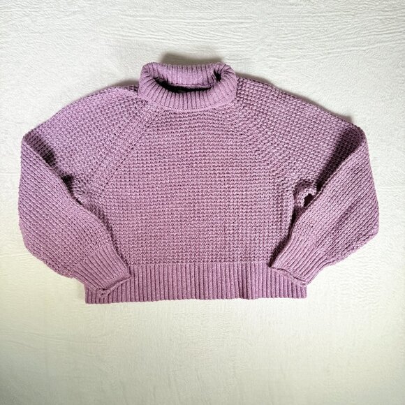 American Eagle Outfitters Sweaters - AMERICAN EAGLE Mock Neck Purple Cropped Pullover Sweater Women's Size XS Y2k